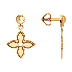 Серьги-пусеты Trendy Gold из золота 585 пробы с подвесками клевер