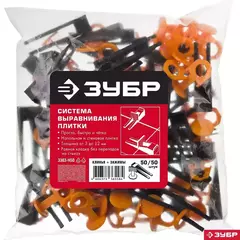ЗУБР СВП, комплект: 1,7 мм, зажим + клин, 50 + 50 шт, система выравнивания плитки (3383-H50)