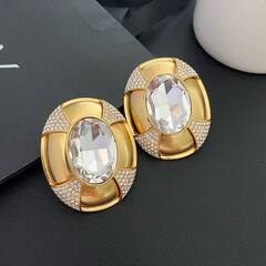 27062- КРУПНЫЕ СЕРЬГИ клипсы овальные из латуни YSL
