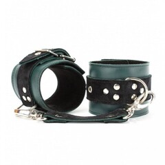 Наручники из натуральной кожи изумруд