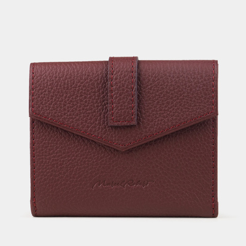 Кожаный кошелек женский, теленок бордового цвета