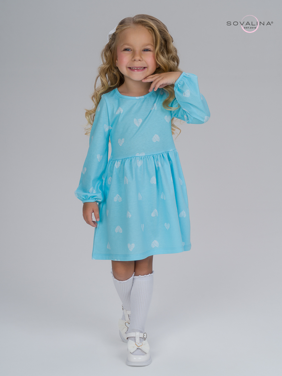 Платье Моана вязаное сердце голубой