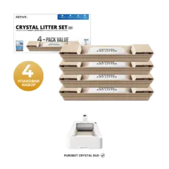 Набор силикагелевый наполнитель и сменное дно для автоматического лотка Purobot Crystal Duo