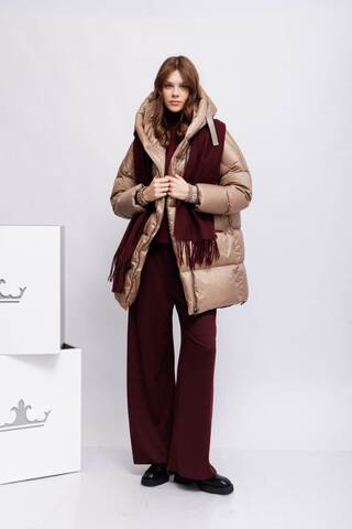 Diego M Пуховик с капюшоном на асимметричной молнии