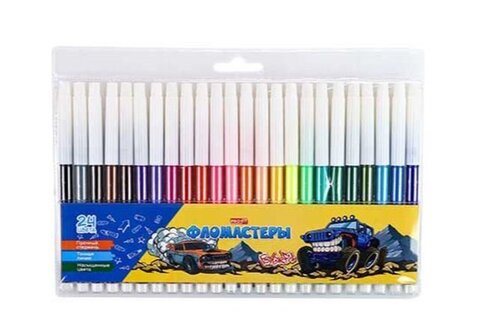 Фломастеры 24цв. невент.колп.,блистер, в ассорти