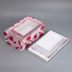 Коробка одиночная, Прямоугольник, «Цветы», 32.5*20*12.5 см, 1 шт.