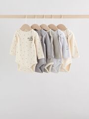 Боди с длинным рукавом для малышей Next F17-426, 5 шт., Серый, Светло-желтый