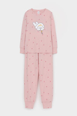 пижама  для девочки  К 1621/розовый жемчуг,цветочная поляна