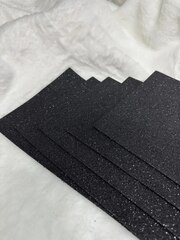 Фоамиран глиттерный 2 мм, А4, цвет - черный - 5 штук