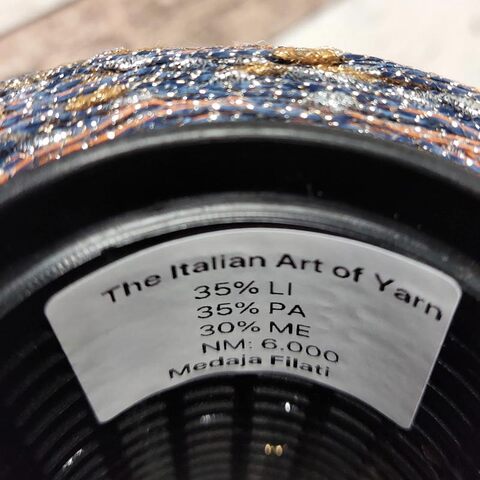 Лен (35%) с люрексом и шишибриками NODINO DI LINO 600 коричнево-синий с серебром