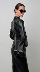 Жакет кожаный кимоно