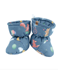 Демисезонные пинетки светло-синие "Лесные зверята"