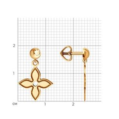 Серьги-пусеты Trendy Gold из золота 585 пробы с подвесками клевер