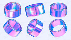 Набор голографических стеклянных колец и цилиндров