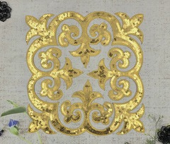 Термоаппликация орнамент, р. 27см х 27см, золото