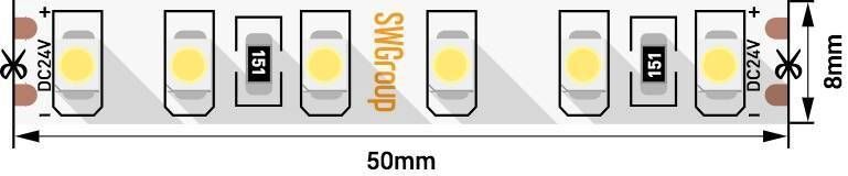 Светодиодная лента SWG 9,6W/m 120Led/m 3528SMD холодный белый 5M SWG3120-24-9.6-W-М 009467