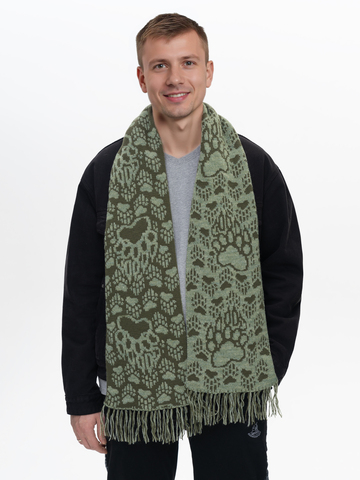 Шарф «Медвежий След» цвета хаки (С бахромой)