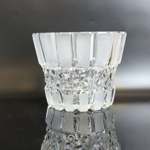Антуражная ваза для фруктов "Вертикаль" хрустальная, матовый хрусталь, Первомайский завод, винтаж СССР 1970-1990 гг