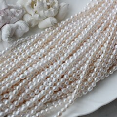Жемчуг натуральный речной, рис, 5,2-7,8 мм, 1 нить, Ж023