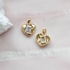 УЦЕНКА!!! Подвеска Сердце с фианитом, 13*12 мм, позолота. У050