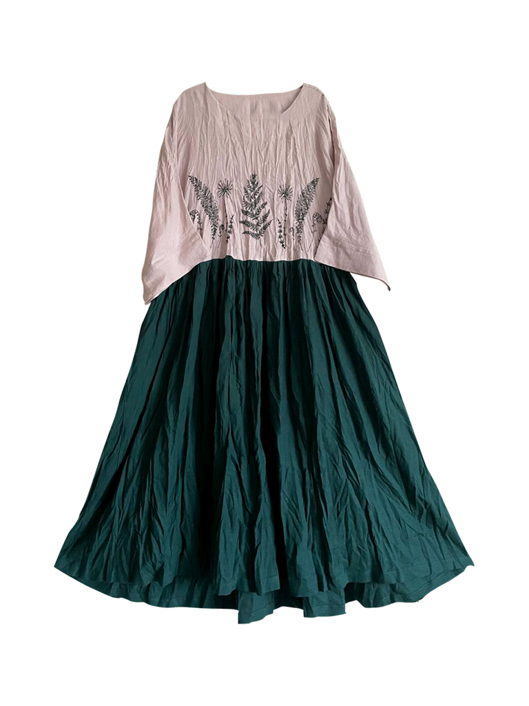 Утро в лесу. Платье льняное с вышивкой 