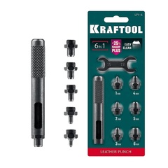 KRAFTOOL LPP-6 с набором насадок 1-6 мм, мощный дырокол для кожи (22952)