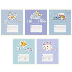 
          Тетрадь А5 12л., линия, Канц-Эксмо, скрепка, мелованная бумага, выб. лак, глиттер, "Предсказания погоды", 5 дизайнов