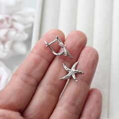 Швензы Морские звезды 19*21 мм с английским замком, родий, Ш118