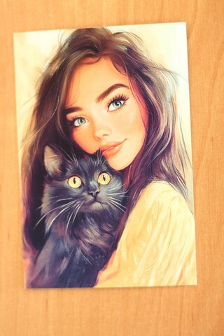 Девушка с черным котом