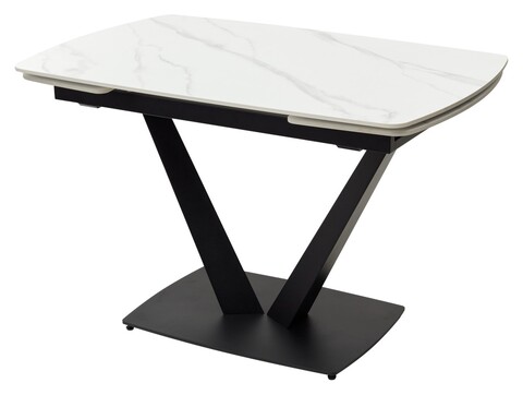 Стол М-City DISAUR Алатри (Alatri) 120 Белый мрамор матовый (Matt White Marble) керамика, Черный
