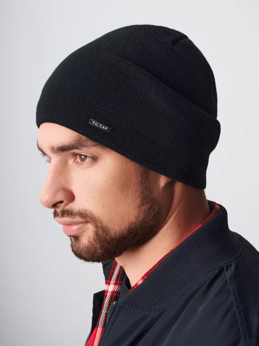 Шапка зимняя на флисе бини вязаная осень