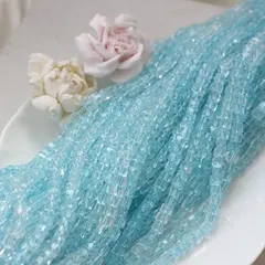 Хрусталь (стекло) граненный, кубик, голубой, 6 мм, 1 нить, К213