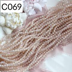 Хрусталь гранёный (стекло) рондель, бежевый 4*3 мм, нить 58 см, С209