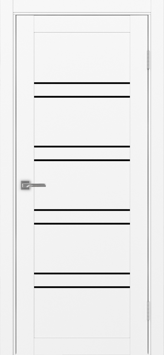 Дверь межкомнатная Оптима Порте Турин 560.12, цвет белый снежный, экошпон, стекло лакобель черное