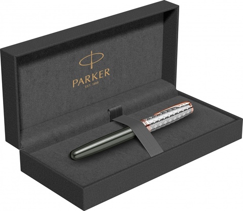 Ручка перьевая Parker Sonnet Premium 2021, F537, Metal & Grey Lacquer PGT (2119788)