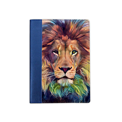 Ежедневник комбинированный с обработанными краями "Акварельный лев", синий белая вставка