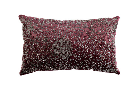 Подушка с вышивкой 30x50см Garda Decor Огни бордовая