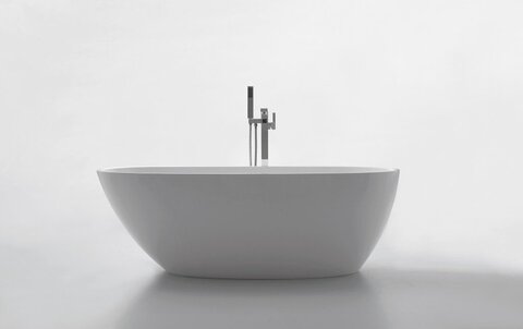 BelBagno BB80-1700-W0 Отдельностоящая, овальная акриловая ванна в комплекте со сливом (донным клапаном) цвета хром, без перелива 1700x830x570