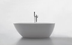 BelBagno BB80-1700-W0 Отдельностоящая, овальная акриловая ванна в комплекте со сливом (донным клапаном) цвета хром, без перелива 1700x830x570 фото