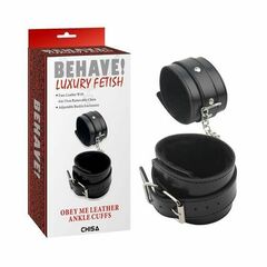 Черные оковы на ноги Obey Me Leather Ankle Cuffs - 