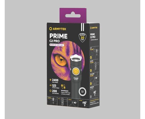 Фонарь карманный Armytek Prime C2 Pro Magnet USB черный/белый лам.:светодиод. (F08101C)