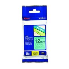 Ламинированная лента для наклеек Brother TZe-731 - ширина 12 мм, черный шрифт на зеленом фоне