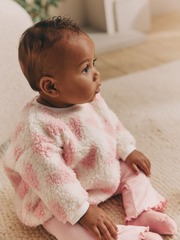 Толстовка флисовая и легинсы в комплекте для малышей Next 904-512, Розовый