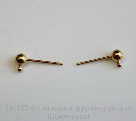 Пуссеты- гвоздики 13 мм с шариком 4 мм (цвет - золото) (без заглушек) ()