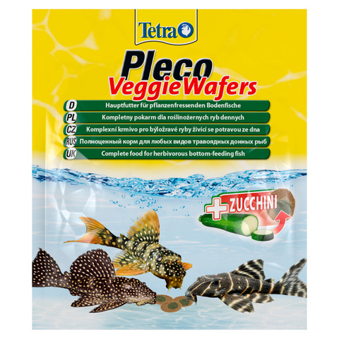 Tetra Pleco Veggie Wafers корм-пластинки с добавлением цуккини для донных рыб (15 г)