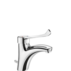 Delabie 2520LEP Механический смеситель EP для раковины, В.85, Д.135 тяга+слив,гигиенич рычаг фото