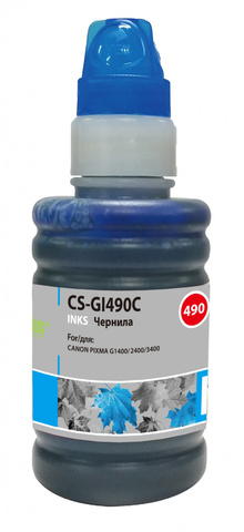 Чернила Cactus CS-GI490C GI-490 Голубой / Cyan 100мл для Canon Pixma G1400/G2400/G3400