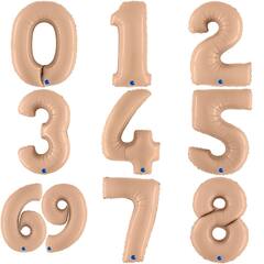 Фольгированные цифры 102 см с гелием (сатин-нюд)