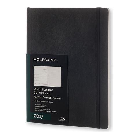 Еженедельник Moleskine Classic Wknt XL Soft, цвет черный