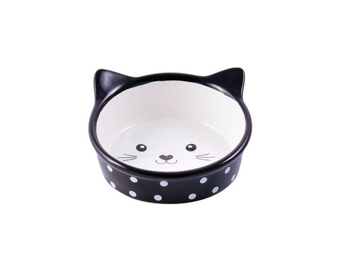 КерамикАрт миска керамическая для кошек 250 мл Мордочка кошки (Черная)